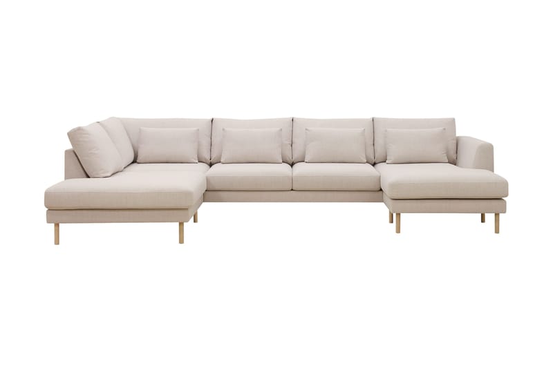 Florenz 4-sits Vänstervänd U-formad Soffa med Divan och Schäslong i Tyg, Beige