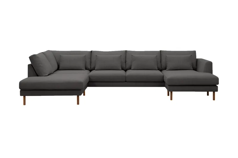 Florenz 4-sits Vänstervänd U-formad Soffa med Divan och Schäslong i Tyg, Mörkgrå