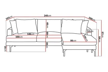 Menard 3-sits Högervänd L-formad Divansoffa i Manchester - Grå - Products - Möbler - Soffa - Divansoffa & schäslongsoffa - 3 sits soffa med divan