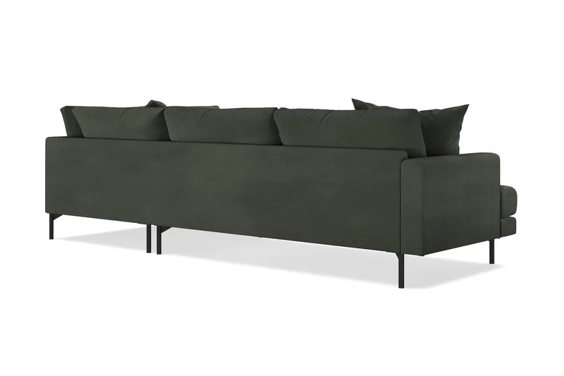 Menard 4-sits Högervänd L-formad Djup Schäslongsoffa i Manchester - Mörkgrön - Products - Möbler - Soffa - Divansoffa & schäslongsoffa - 4 sits soffa med divan