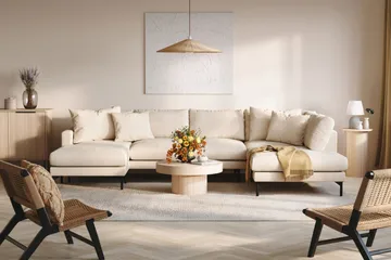 Menard 4-sits Högervänd Stor U-formad Djup Soffa med Divan och Schäslong i Manchester - Beige - Products - Möbler - Soffa - Divansoffa & schäslongsoffa - 4 sits soffa med divan