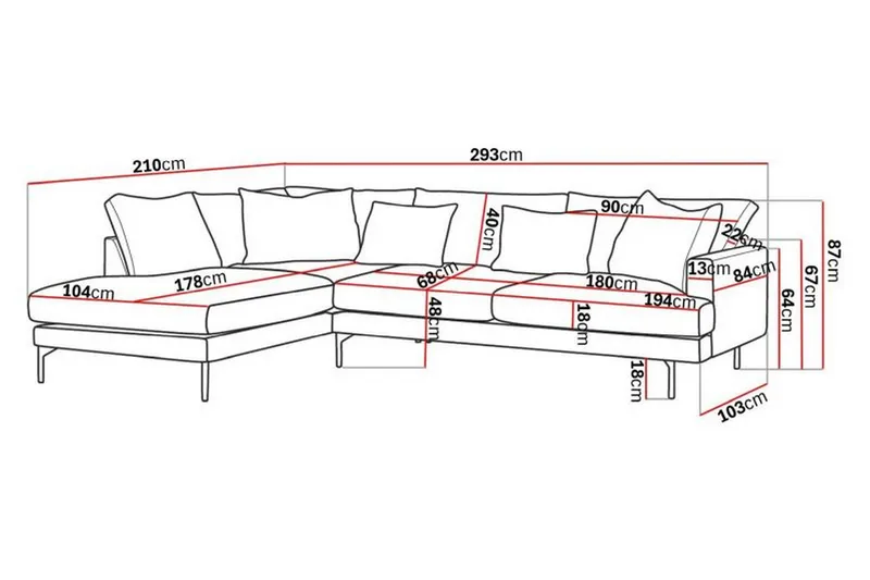 Menard 4-sits Vänstervänd L-formad Djup Schäslongsoffa i Sammet - Krämvit - Products - Möbler - Soffa - Divansoffa & schäslongsoffa - 4 sits soffa med divan