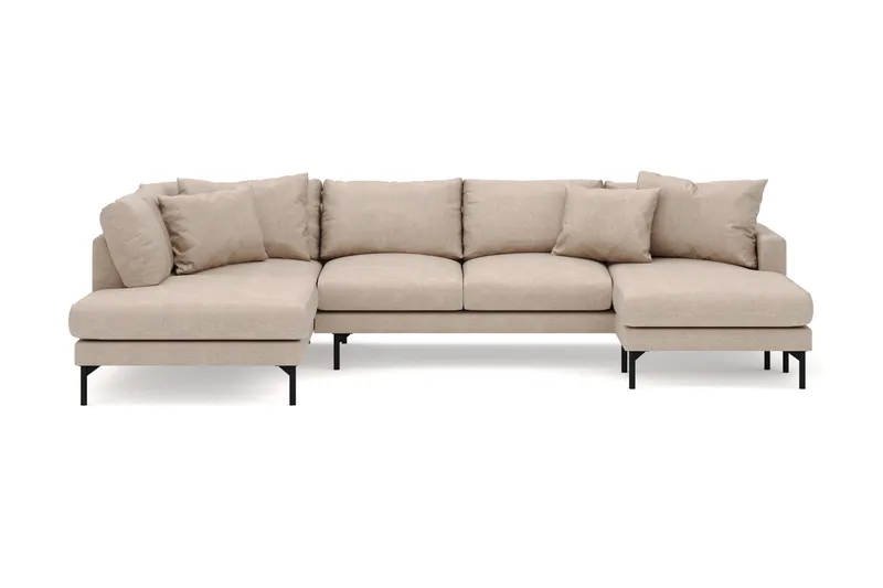 Menard 4-sits Vänstervänd Stor U-formad Djup Large Soffa med Divan och Schäslong i Tyg, Beige