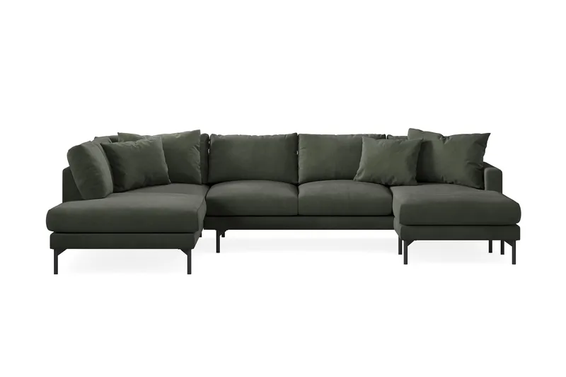 Menard 4-sits Vänstervänd Stor U-formad Djup Soffa med Divan och Schäslong i Manchester, Mörkgrön