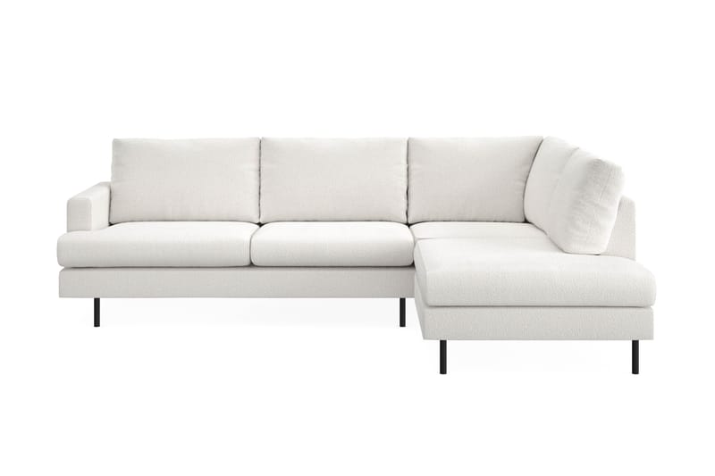 Menard Compact 4-sits Högervänd L-formad Schäslongsoffa i Bouclé, Vit
