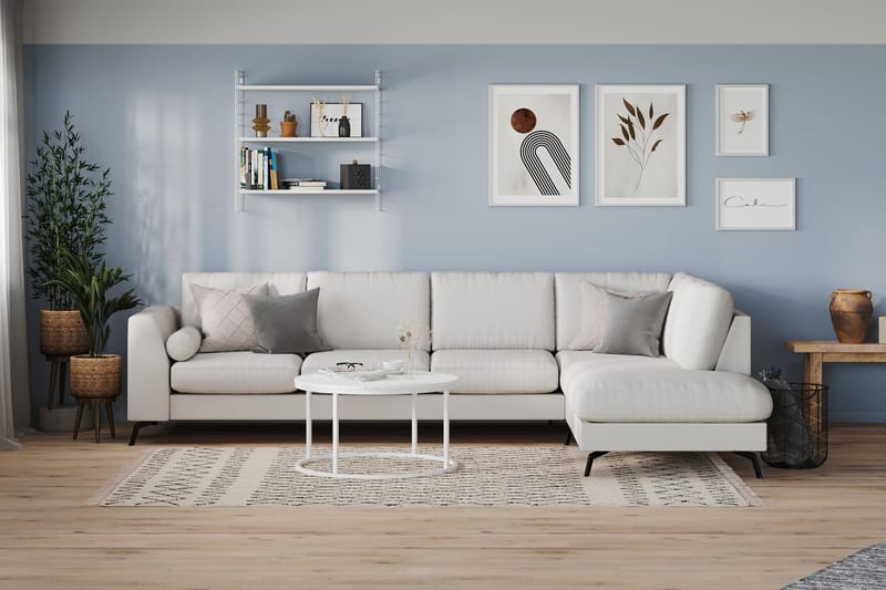 Ocean Lyx 4-sits Högervänd L-formad Schäslongsoffa i Tyg - Ljusgrå - Products - Möbler - Soffa - Divansoffa & schäslongsoffa - 4 sits soffa med divan