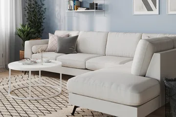 Ocean Lyx 4-sits Högervänd L-formad Schäslongsoffa i Tyg - Ljusgrå - Products - Möbler - Soffa - Divansoffa & schäslongsoffa - 4 sits soffa med divan