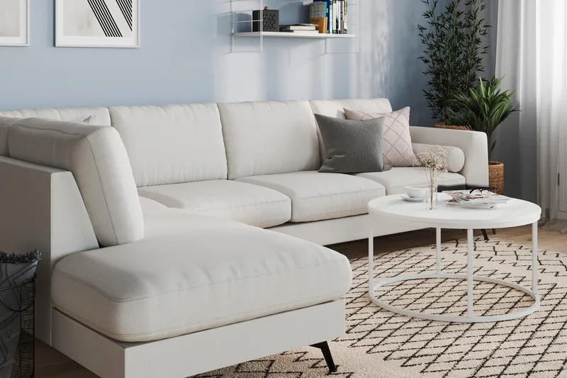 Ocean Lyx 4-sits Vänstervänd L-formad Schäslongsoffa i Tyg - Ljusgrå - Products - Möbler - Soffa - Divansoffa & schäslongsoffa - 4 sits soffa med divan