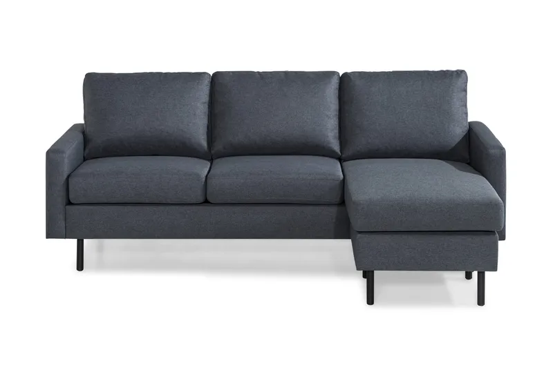 Peppe 3-sits Vändbar L-formad Divansoffa i Tyg, Mörkgrå