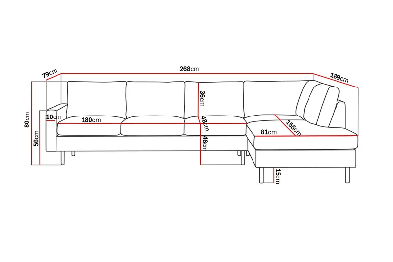 Peppe 4-sits Högervänd L-formad Schäslongsoffa i Manchester - Mörkgrå - Products - Möbler - Soffa - Divansoffa & schäslongsoffa - 4 sits soffa med divan