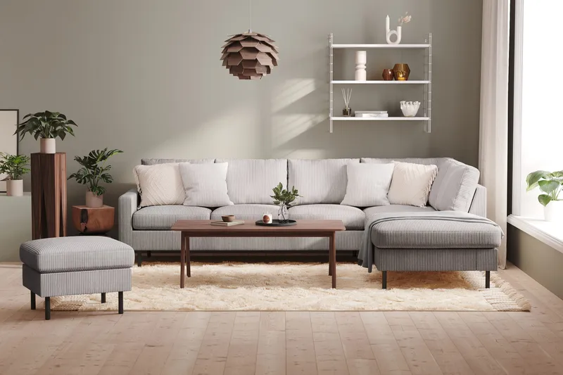 Peppe 4-sits Högervänd L-formad Schäslongsoffa i Manchester - Mörkgrå - Products - Möbler - Soffa - Divansoffa & schäslongsoffa - 4 sits soffa med divan