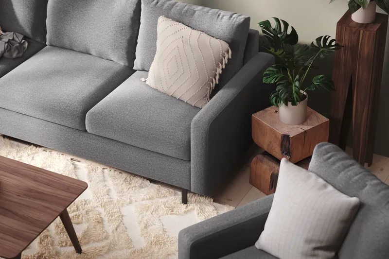 Peppe 4-sits Vänstervänd L-formad Schäslongsoffa i Tyg - Ljusgrå - Products - Möbler - Soffa - Divansoffa & schäslongsoffa - 4 sits soffa med divan