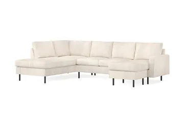 Peppe 4-sits Vänstervänd U-formad Soffa med Divan och Schäslong i Manchester - Beige - Products - Möbler - Soffa - Divansoffa & schäslongsoffa - 4 sits soffa med divan
