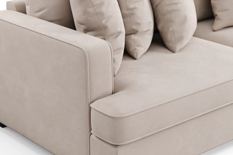 Rossita 4-sits Högervänd L-formad Djup Schäslongsoffa i Sammet - Beige - Products - Möbler - Soffa - Divansoffa & schäslongsoffa - 4 sits soffa med divan