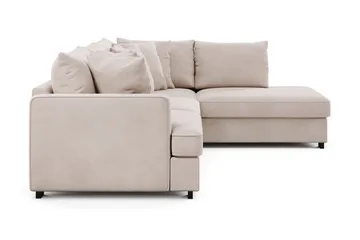 Rossita 4-sits Högervänd L-formad Djup Schäslongsoffa i Sammet - Beige - Products - Möbler - Soffa - Divansoffa & schäslongsoffa - 4 sits soffa med divan