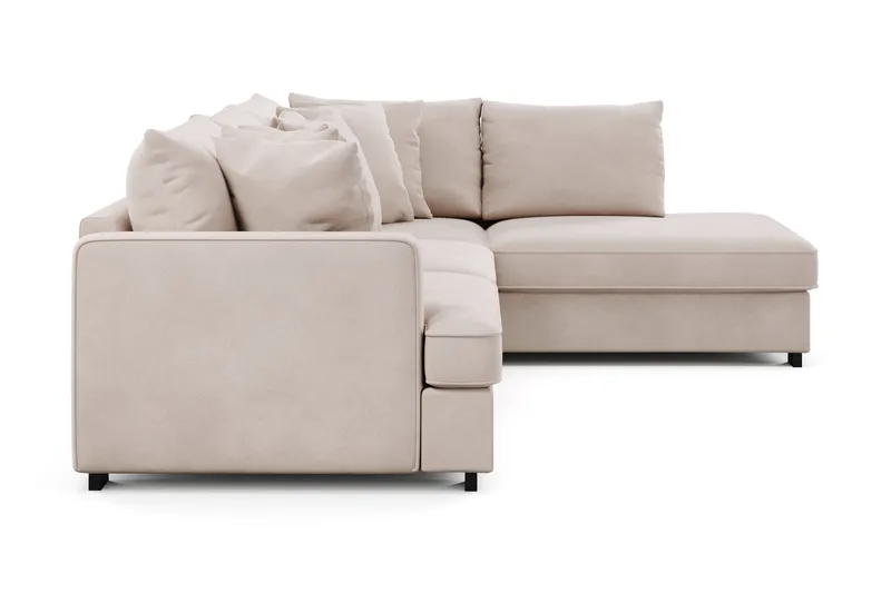 Rossita 4-sits Högervänd L-formad Djup Schäslongsoffa i Sammet - Beige - Products - Möbler - Soffa - Divansoffa & schäslongsoffa - 4 sits soffa med divan