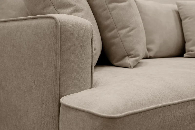 Rossita 4-sits Högervänd L-formad Djup Schäslongsoffa i Tyg - Brun - Products - Möbler - Soffa - Divansoffa & schäslongsoffa - 4 sits soffa med divan