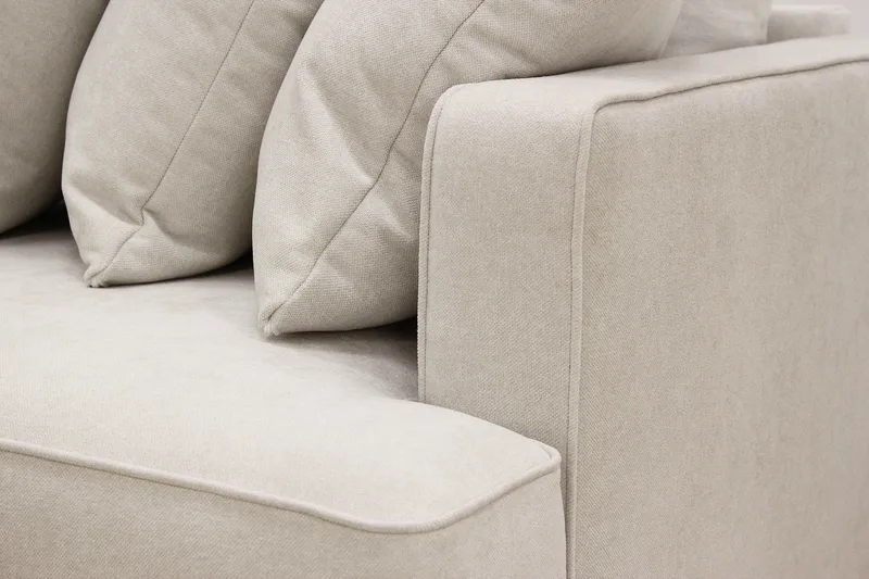Rossita 4-sits Högervänd L-formad Djup Schäslongsoffa med Hel dyna i Tyg - Beige - Products - Möbler - Soffa - Divansoffa & schäslongsoffa - 4 sits soffa med divan
