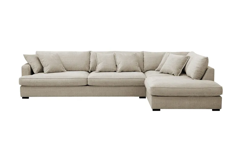 Rossita Lyx 4-sits Högervänd L-formad Extra Djup Schäslongsoffa i Chenille, Beige Chenille