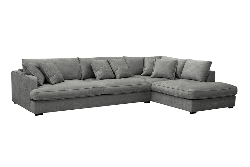 Rossita Lyx 4-sits Högervänd L-formad Extra Djup Schäslongsoffa i Chenille - Grå Chenille - Products - Möbler - Soffa - Divansoffa & schäslongsoffa - 4 sits soffa med divan