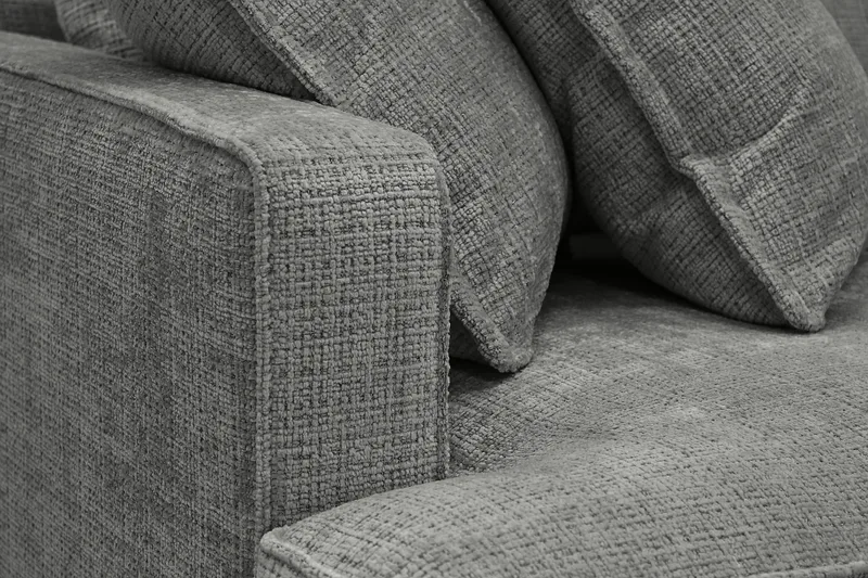 Rossita Lyx 4-sits Högervänd L-formad Extra Djup Schäslongsoffa i Chenille - Grå Chenille - Products - Möbler - Soffa - Divansoffa & schäslongsoffa - 4 sits soffa med divan