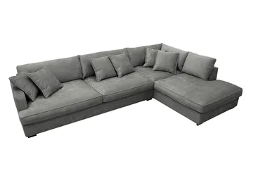 Rossita Lyx 4-sits Högervänd L-formad Extra Djup Schäslongsoffa i Chenille - Grå Chenille - Products - Möbler - Soffa - Divansoffa & schäslongsoffa - 4 sits soffa med divan