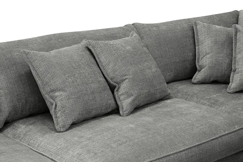 Rossita Lyx 4-sits Högervänd L-formad Extra Djup Schäslongsoffa i Chenille - Grå Chenille - Products - Möbler - Soffa - Divansoffa & schäslongsoffa - 4 sits soffa med divan