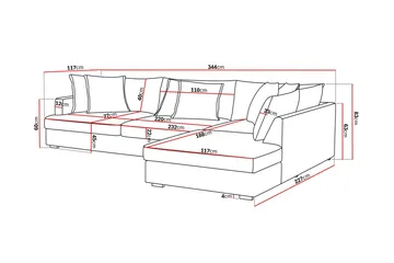 Rossita Lyx 4-sits Högervänd L-formad Extra Djup Schäslongsoffa i Manchester - Mörkgrå Manchester - Products - Möbler - Soffa - Divansoffa & schäslongsoffa - 4 sits soffa med divan