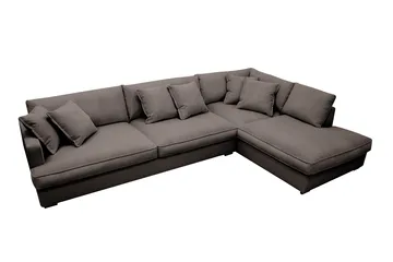 Rossita Lyx 4-sits Högervänd L-formad Extra Djup Schäslongsoffa i Manchester - Mörkgrå Manchester - Products - Möbler - Soffa - Divansoffa & schäslongsoffa - 4 sits soffa med divan