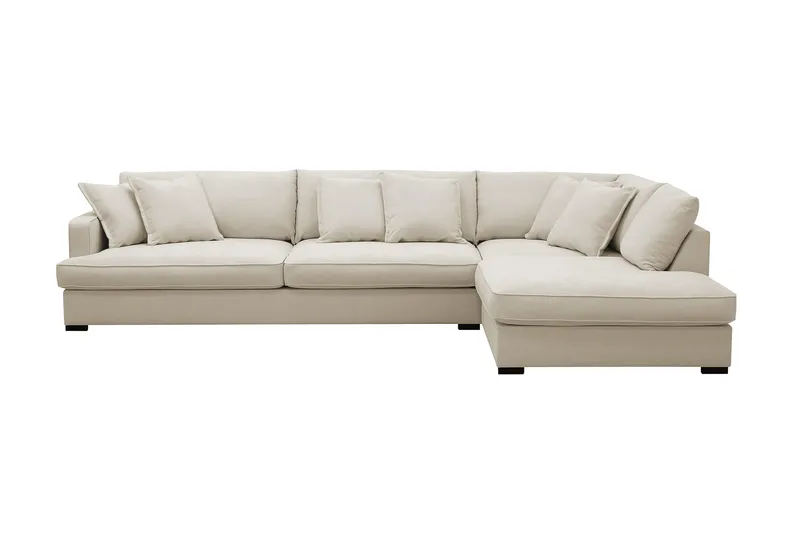 Rossita Lyx 4-sits Högervänd L-formad Extra Djup Schäslongsoffa i Tyg, Beige Tyg