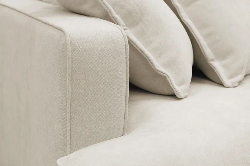 Rossita Lyx 4-sits Högervänd L-formad Extra Djup Schäslongsoffa i Tyg - Beige Tyg - Products - Möbler - Soffa - Divansoffa & schäslongsoffa - 4 sits soffa med divan