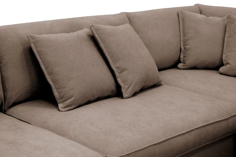 Rossita Lyx 4-sits Högervänd L-formad Extra Djup Schäslongsoffa i Tyg - Brun Tyg - Products - Möbler - Soffa - Divansoffa & schäslongsoffa - 4 sits soffa med divan