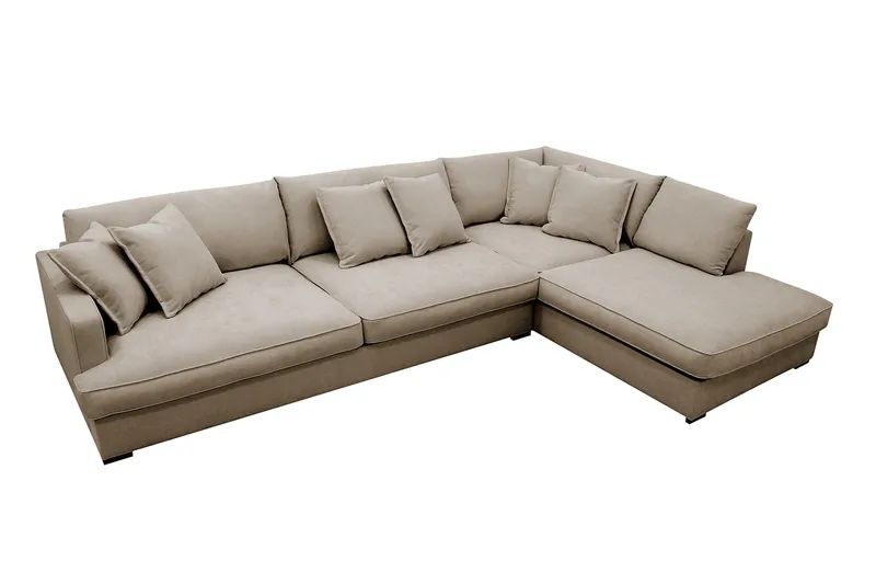 Rossita Lyx 4-sits Högervänd L-formad Extra Djup Schäslongsoffa i Tyg - Brun Tyg - Products - Möbler - Soffa - Divansoffa & schäslongsoffa - 4 sits soffa med divan