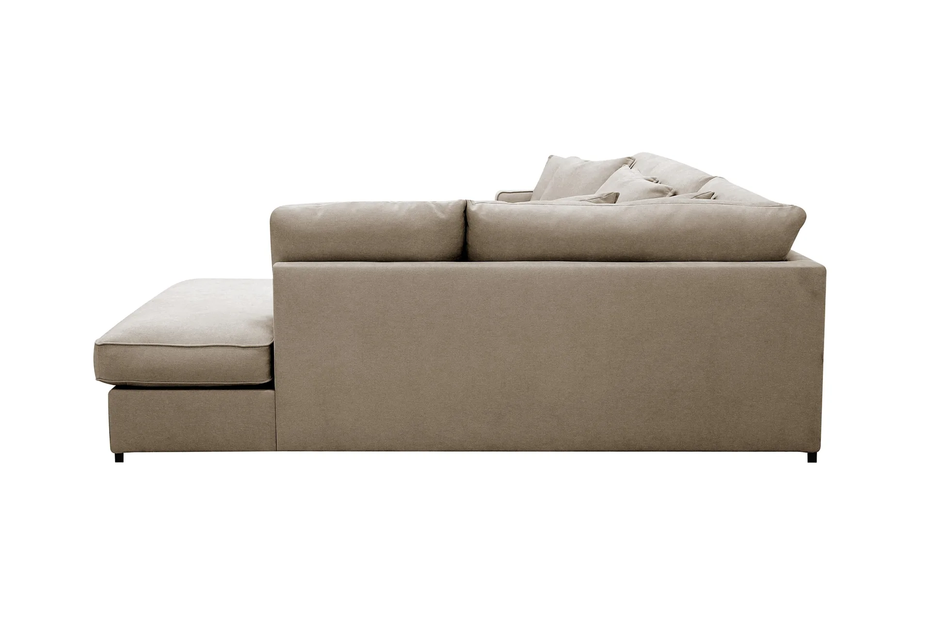 Rossita Lyx 4-sits Högervänd L-formad Extra Djup Schäslongsoffa i Tyg - Brun Tyg - Products - Möbler - Soffa - Divansoffa & schäslongsoffa - 4 sits soffa med divan
