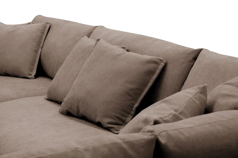 Rossita Lyx 4-sits Högervänd L-formad Extra Djup Schäslongsoffa i Tyg - Brun Tyg - Products - Möbler - Soffa - Divansoffa & schäslongsoffa - 4 sits soffa med divan