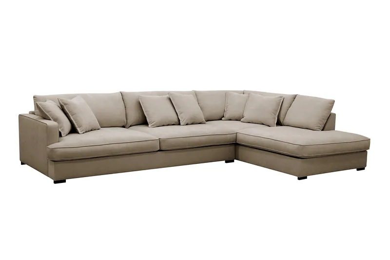 Rossita Lyx 4-sits Högervänd L-formad Extra Djup Schäslongsoffa i Tyg - Brun Tyg - Products - Möbler - Soffa - Divansoffa & schäslongsoffa - 4 sits soffa med divan