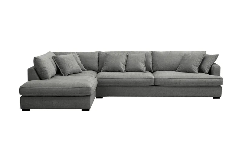 Rossita Lyx 4-sits Vänstervänd L-formad Extra Djup Schäslongsoffa i Chenille, Grå Chenille