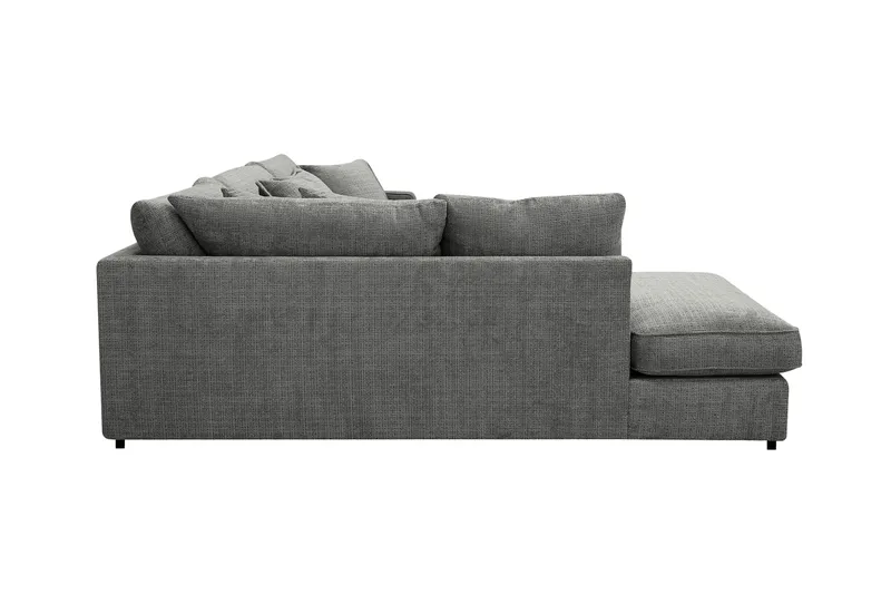 Rossita Lyx 4-sits Vänstervänd L-formad Extra Djup Schäslongsoffa i Chenille - Grå Chenille - Products - Möbler - Soffa - Divansoffa & schäslongsoffa - 4 sits soffa med divan