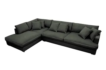 Rossita Lyx 4-sits Vänstervänd L-formad Extra Djup Schäslongsoffa i Manchester - Mörkgrön Manchester - Products - Möbler - Soffa - Divansoffa & schäslongsoffa - 4 sits soffa med divan