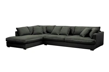 Rossita Lyx 4-sits Vänstervänd L-formad Extra Djup Schäslongsoffa i Manchester - Mörkgrön Manchester - Products - Möbler - Soffa - Divansoffa & schäslongsoffa - 4 sits soffa med divan