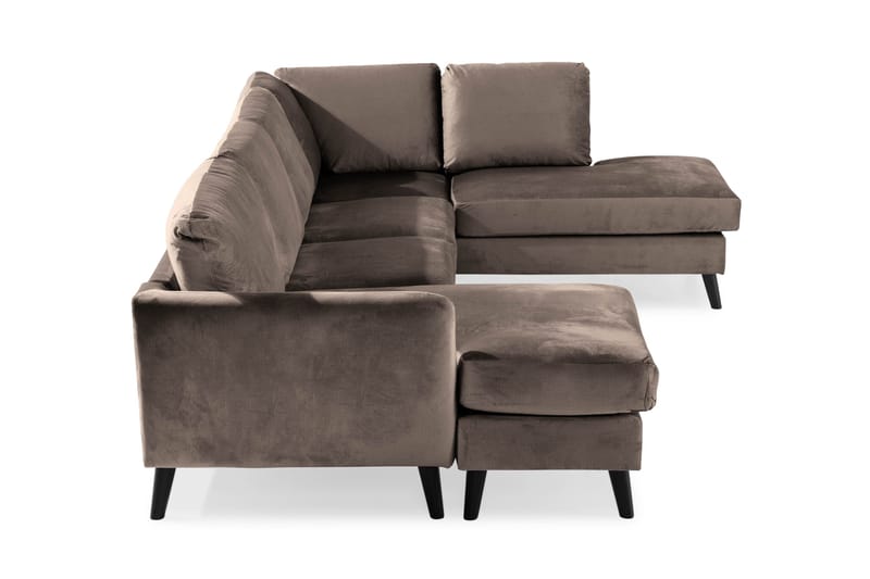 Trend 4-sits Högervänd U-formad Soffa med Divan och Schäslong i Sammet - Brun - Products - Möbler - Soffa - Divansoffa & schäslongsoffa - 4 sits soffa med divan