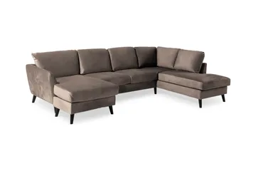 Trend 4-sits Högervänd U-formad Soffa med Divan och Schäslong i Sammet - Brun - Products - Möbler - Soffa - Divansoffa & schäslongsoffa - 4 sits soffa med divan