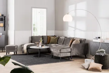 Trend 4-sits Högervänd U-formad Soffa med Divan och Schäslong i Sammet - Brun - Products - Möbler - Soffa - Divansoffa & schäslongsoffa - 4 sits soffa med divan