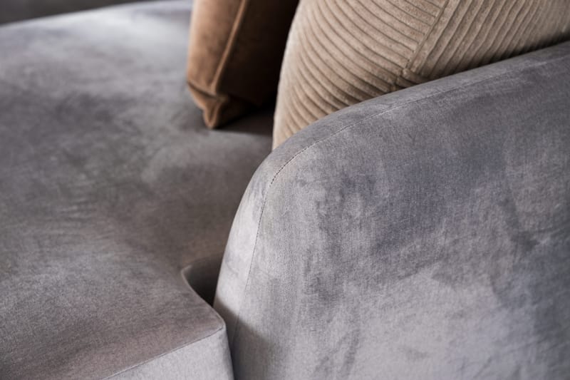 Trend 4-sits Vänstervänd L-formad Schäslongsoffa i Sammet - Ljusgrå - Products - Möbler - Soffa - Divansoffa & schäslongsoffa - 4 sits soffa med divan