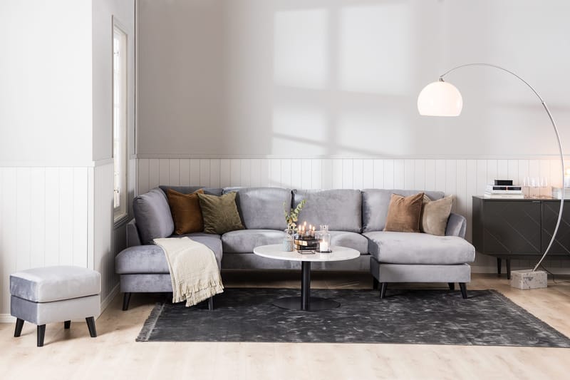 Trend 4-sits Vänstervänd L-formad Schäslongsoffa i Sammet - Ljusgrå - Products - Möbler - Soffa - Divansoffa & schäslongsoffa - 4 sits soffa med divan