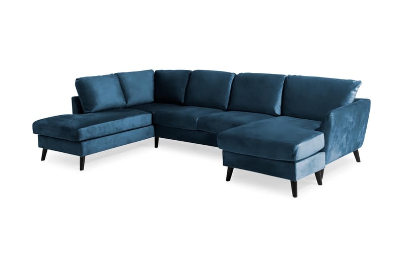 Trend 4-sits Vänstervänd U-formad Soffa med Divan och Schäslong i Sammet - Blå - Products - Möbler - Soffa - Divansoffa & schäslongsoffa - 4 sits soffa med divan