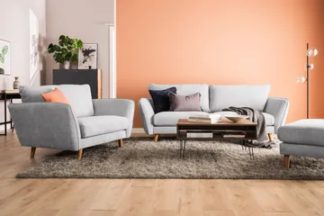 Trend Lyx 3-sits Högervänd L-formad Divansoffa i Tyg - Ljusgrå - Products - Möbler - Soffa - Divansoffa & schäslongsoffa - 4 sits soffa med divan