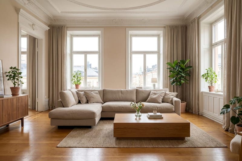 Valencia Extra Djup 4-sits Soffa med Schäslong Vänster - Brun - Products - Möbler - Soffa - Divansoffa & schäslongsoffa - 4 sits soffa med divan