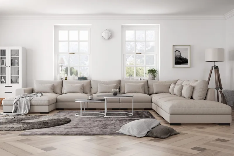 Dubai U-modulsoffa Large med Divan Vänster Extra Djup - Beige - Products - Möbler - Soffa - Modulsoffa - Komplett modulsoffa