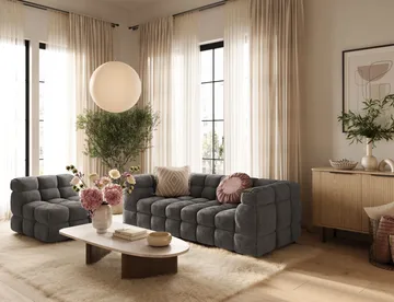 Elise 3-sits Bubblig Soffa - Mörkgrå - Products - Möbler - Soffa - 3 sits soffa